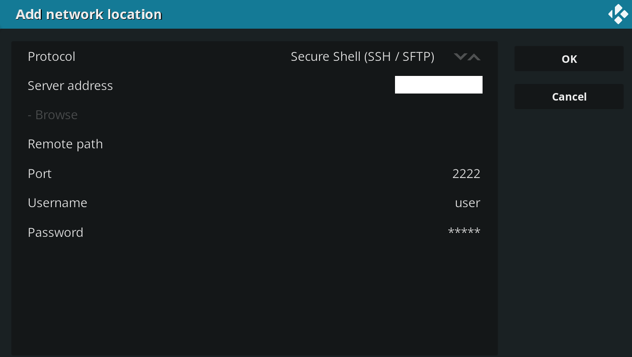 Configuration SFTP Kodi